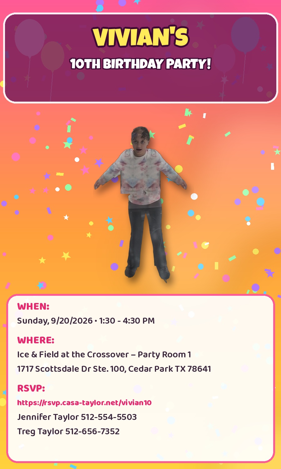 Vivian's 10th Birthday Party invite